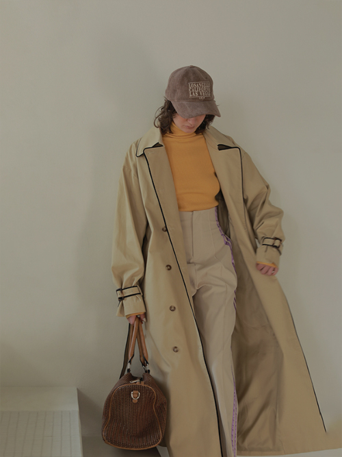 Bulky piping trenchcoat｜Can be delivered｜アマイルオンラインショップ